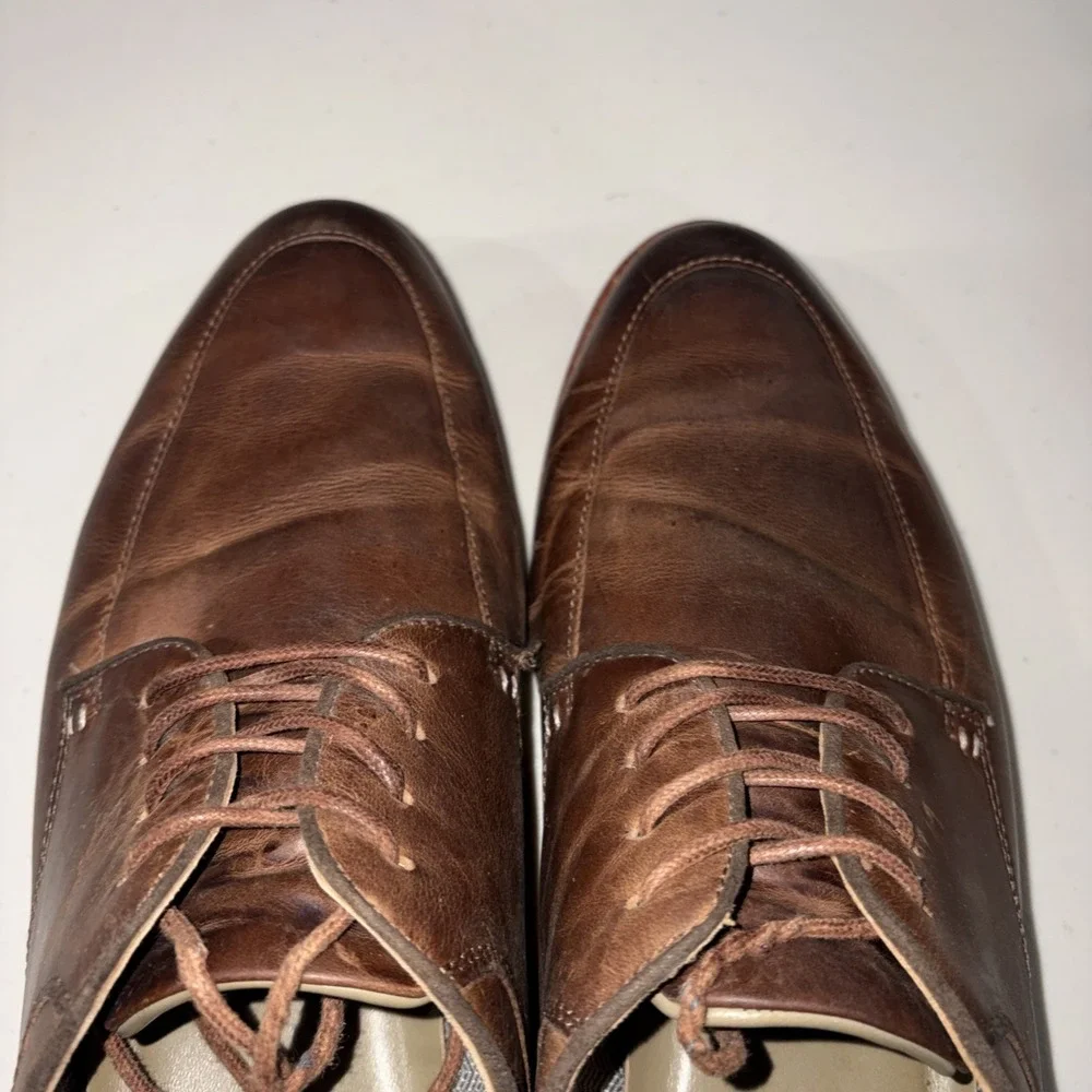 Men's Hush Puppies Bennett Plain Toe Oxford Brown Leather Hybrid Shoes 11 Wide